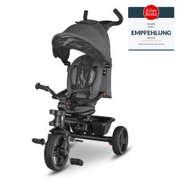 Tricicleta copii, Lionelo, Haari, Suport picioare, Control al directiei, Scaun reversibil, Rotire 360 grade, Pliabila, Conform cu standardul european de securitate EN71, Gri