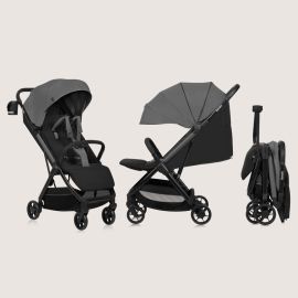 Carucior sport, Lionelo, Julie Air, Greutate redusa - 7.5 kg, Sustine 22 kg, 6 luni+, Capotina impermeabila, Protectie SPF 50+, Include suport sticla, Pliere compacta pentru calatorii, Conform cu EN1888-1 si EN1888-2, Gri