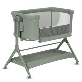 Patut co-sleeper, Lionelo, Leonie Plus, Pliabil, Cu sistem de leganare, Cu setare unghiulara, Reglabil in 6 pozitii pe inaltime, Conform cu standardele europeane de securitate EN1130 si EN16890, Verde