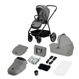 Carucior 2 in 1, Lionelo, Meril, Cu landou si scaun cu dimensiune XL, Reversibil, Cu sistem de ventilatie 3D, Cu accesorii, Pana la 22 kg, Conform cu EN1888-1 EN1888-2, EN1466, Gri