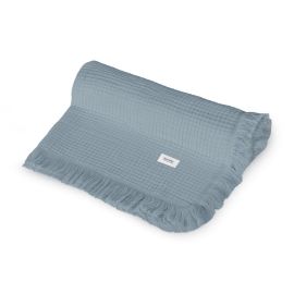 Muselina, Lionelo, Din bumbac, Lavabila la masina de spalat, Dimensiune mare 70x100 cm, Albastru