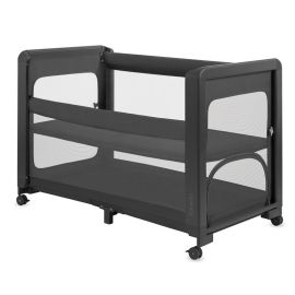 Patut multifunctional, Lionelo, Patty, 5 in 1, 0- 36 luni, Co-sleeper, Tarc de joaca, Patut de calatorie, Laterala rabatabila, 2 trepte reglare saltea, Roti, Husa transport inclusa, Gri