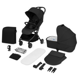 Carucior 2 in 1, Lionelo, Sia Flex, 7.6 kg, Include landou pliabil pe cadru, Ultracompact, Pliere rapida cu o mana, Copertina UPF50+, Cu accesorii incluse, 0-48 luni, Sustine 22 kg, Negru