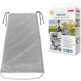 Copertina solara carucior copii, protectie UV UPF 80+, parasolar universal reglabil, protectie vant si ploaie usoara, prindere elastica universala, montare rapida, gri melange, Reer ShineSafe 84301