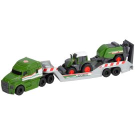 Camion Dickie Toys Fendt Micro Farm Truck 32 cm cu tractor si presa de balotat