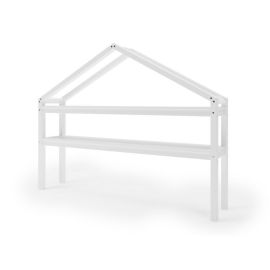 Raft, 169x135x35 cm, Pentru camera copii, In forma de casuta, Din lemn de pin certificat FSC, Tratat cu ceara naturala ecologica, Alb, YappyKids, YappyHytte