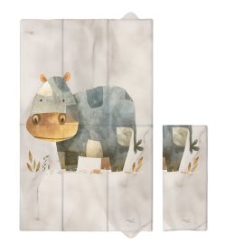 Saltea de infasat, Ceba Baby, Pliabila, 80x50 cm, Suprafata impermeabila, Multifunctionala, Pentru acasa si in deplasari, Basic Cosy Hippo