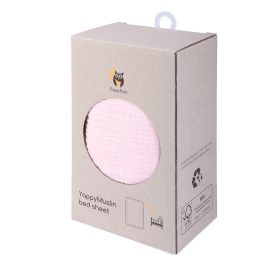 Cearceaf, YappyKids, Din muselina, Pentru patut de 120x60 cm, Blush