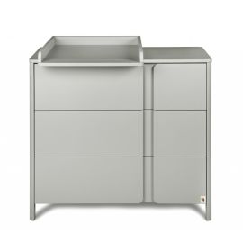 Comoda de infasat bebe, 105x50x90 cm, Cu trei sertare, Cu blat de infasat detasabil, Din lemn, Gri, YappyKids, YappyClassic