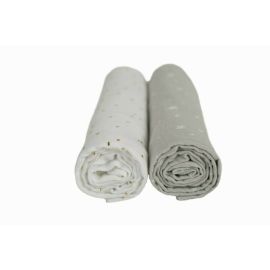 Set 2 scutece, Dimensiune mare, 70x100cm, Din muselina, Refolosibile si cu multiple utilizari, Din Bumbac, Gri_Alb, YappyKids, YappyGrey&White