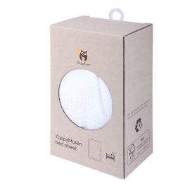 Cearceaf, YappyKids, Din muselina, Pentru patut de 120x60 cm, White