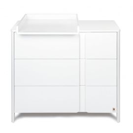 Comoda de infasat bebe, 105x50x90 cm, Cu trei sertare, Cu blat de infasat detasabil, Din lemn, Alb, YappyKids, YappyClassic