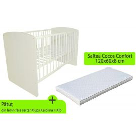 Patut KLUPS Karolina II Alb + Saltea 8 MyKids Confort II
