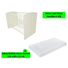 Patut Klups Karolina II Alb + Saltea Confort II 12