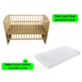 Patut KLUPS Karolina II Natur + Saltea 8 MyKids Confort II