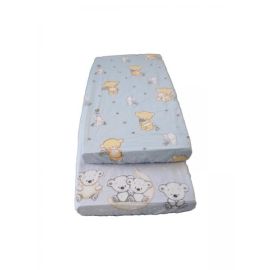 Cearceaf Imprimat cu Elastic Albastru 120X60