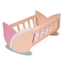 Patut leagan pentru papusi, din lemn, cu saltea reversibila inclusa, colectia Tulipe, Roz