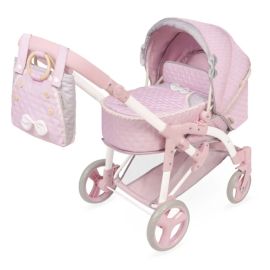Carucior pentru papusi 3 in 1, contine landou, parte sport, port-bebe, geanta, maner reglabil, colectia Sophie, Roz
