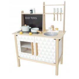 Bucatarie din lemn Ecotoys CA12092 cu tabla pentru retete