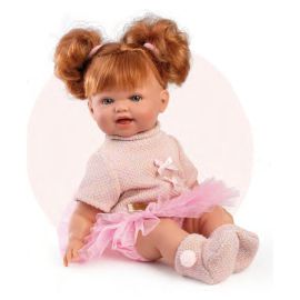 Papusa clasica, Nina, 38 cm, corp textil, cu rochita roz de balerina
