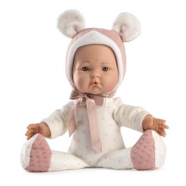 Papusa bebelus fetita, 36 cm, corp moale textil, usoara, potrivita pentru copii mici