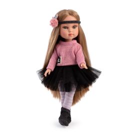 Papusa fashion, Penelope Paris, 33 cm, par blond drept, corp din vinil, cu outfit complet