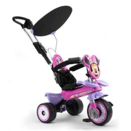 Tricicleta evolutiva pentru copii, Injusa, licenta Disney, Minnie Mouse, cu maner parental, anvelope EVA, 10 luni-3 ani