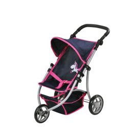 Carucior Jogger pentru papusi, Knorr Toys, Lio, maner reglabil pe inaltime, 59x35,50x63,50 cm, 3 Ani+, Unicorn Blue