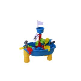 Masuta pliabila Vapor de joaca cu nisip si apa pentru copii, Knorr Toys, include lopatica, multiple forme pentru nisip, 2 cadite pentru apa, 51x31,5x58 cm, 3 ani+, Corabia Piratilor