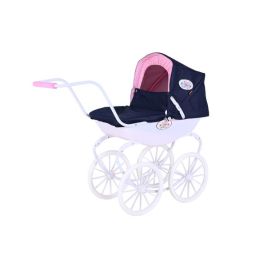 Carucior retro pentru papusi, Knorr Toys, Classic, copertina reglabila, include lenjerie asortata, husa de picioare, 80 x 31 x 71 cm, 3 Ani+, Navy Blue Rose Princess