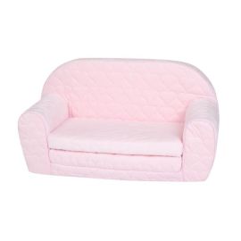 Canapea extensibila pentru copii, Knorr Toys, matlasata, umplutura din spuma moale, husa bumbac 100% detasabila si lavabila, 77 x 34 x 42 cm, 9 Luni+, Cosy Heart Rose