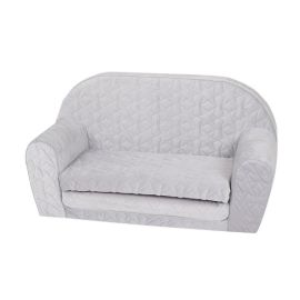 Canapea extensibila pentru copii, Knorr Toys, matlasata, umplutura din spuma moale, husa bumbac 100% detasabila si lavabila, 77 x 34 x 42 cm, 9 Luni+, Cosy Geo Grey