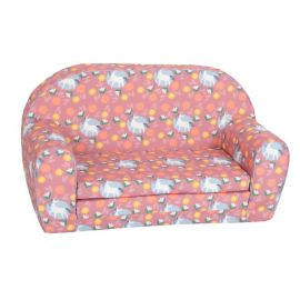 Canapea extensibila pentru copii, Knorr Toys, umplutura din spuma moale, husa bumbac 100% detasabila si lavabila, 77 x 34 x 42 cm, 9 Luni+, Unicorn Roz