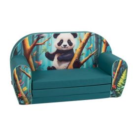 Canapea extensibila pentru copii, Knorr Toys, umplutura din spuma moale, husa bumbac 100% detasabila si lavabila, 77 x 34 x 42 cm, 9 Luni+, Lucky Panda