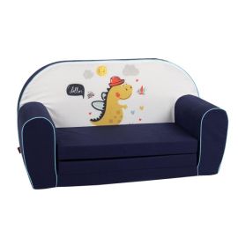 Canapea extensibila pentru copii, Knorr Toys, umplutura din spuma moale, husa bumbac 100% detasabila si lavabila, 77 x 34 x 42 cm, 9 Luni+, Lovely Dinos