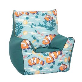 Fotoliu pentru copii, Knorr Toys, umplutura bilute din polistiren care iau forma corpului, husa din bumbac detasabila si lavabila, 60 x 58 x 60 cm, 2-10 Ani, Clownfish