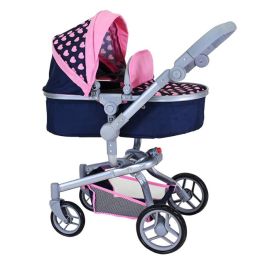 Carucior landou pentru papusi, Knorr Toys, Boonk, reglabil si transformabil, 59 x 42 x 80 cm, 3 Ani+, Pink Hearts