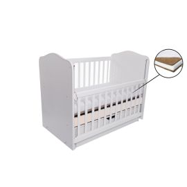 Patut VESSANTI Como Balansoar culisant - Alb cu Bej + Saltea Cocos 10 cm