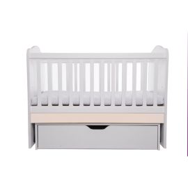 Patut VESSANTI Como Balansoar - Alb cu Bej + Saltea cocos confort 120 x 60 x 12 cm