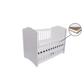 Patut VESSANTI Como culisant cu sertar - Alb + Saltea cocos confort 120 x 60 x 12 cm