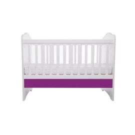 Patut VESSANTI Como fara sertar - Alb cu Violet + Saltea cocos confort 120 x 60 x 12 cm