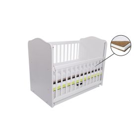 Patut VESSANTI Como Balansoar culisant - Alb cu Verde + Saltea Cocos 7 cm