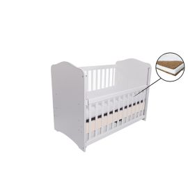 Patut VESSANTI Como culisant cu sertar - Alb cu Bej + Saltea Cocos 7 cm