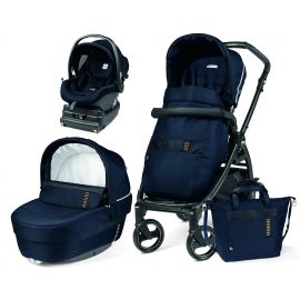 Carucior 3 in 1, Book 51 Rock Navy, baza i-Size inclusa, Peg Perego